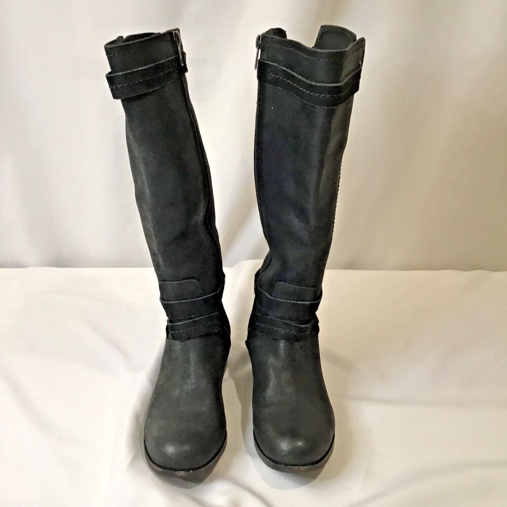 UGG Australia Darcie Black Leather Women's Knee High Riding Boots Shoes size 6M